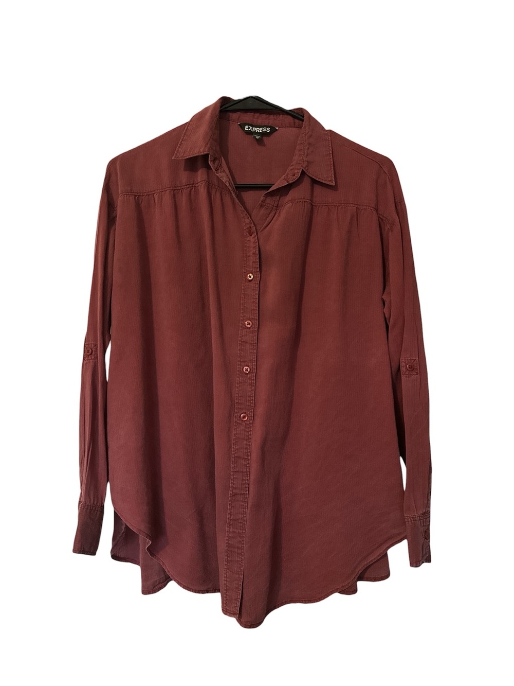 Express Burgundy Button Front Shirt XS